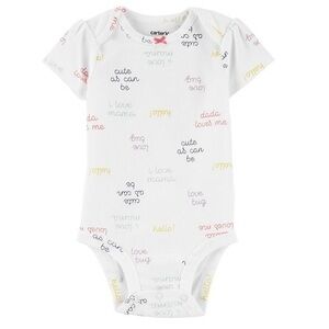 NWT. CARTER’S White Baby Onesie with Colorful Text